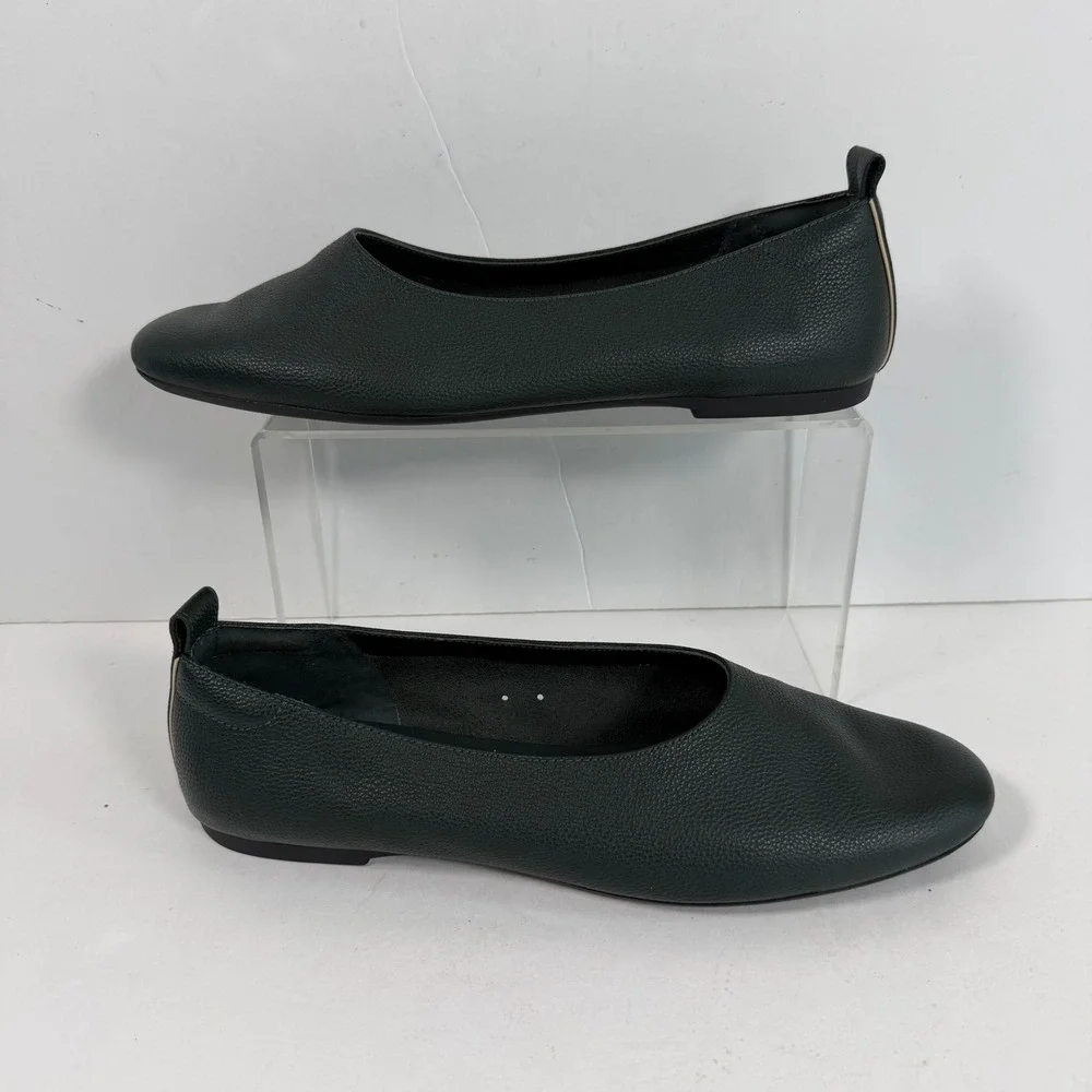 Everlane Day Glove Flats Size 11 Dark Green Leather Ballet Flats Minimalist